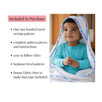 Hooded Towel Sewing Pattern PDF – Kids & Baby Bath Towel Pattern – Instant Download