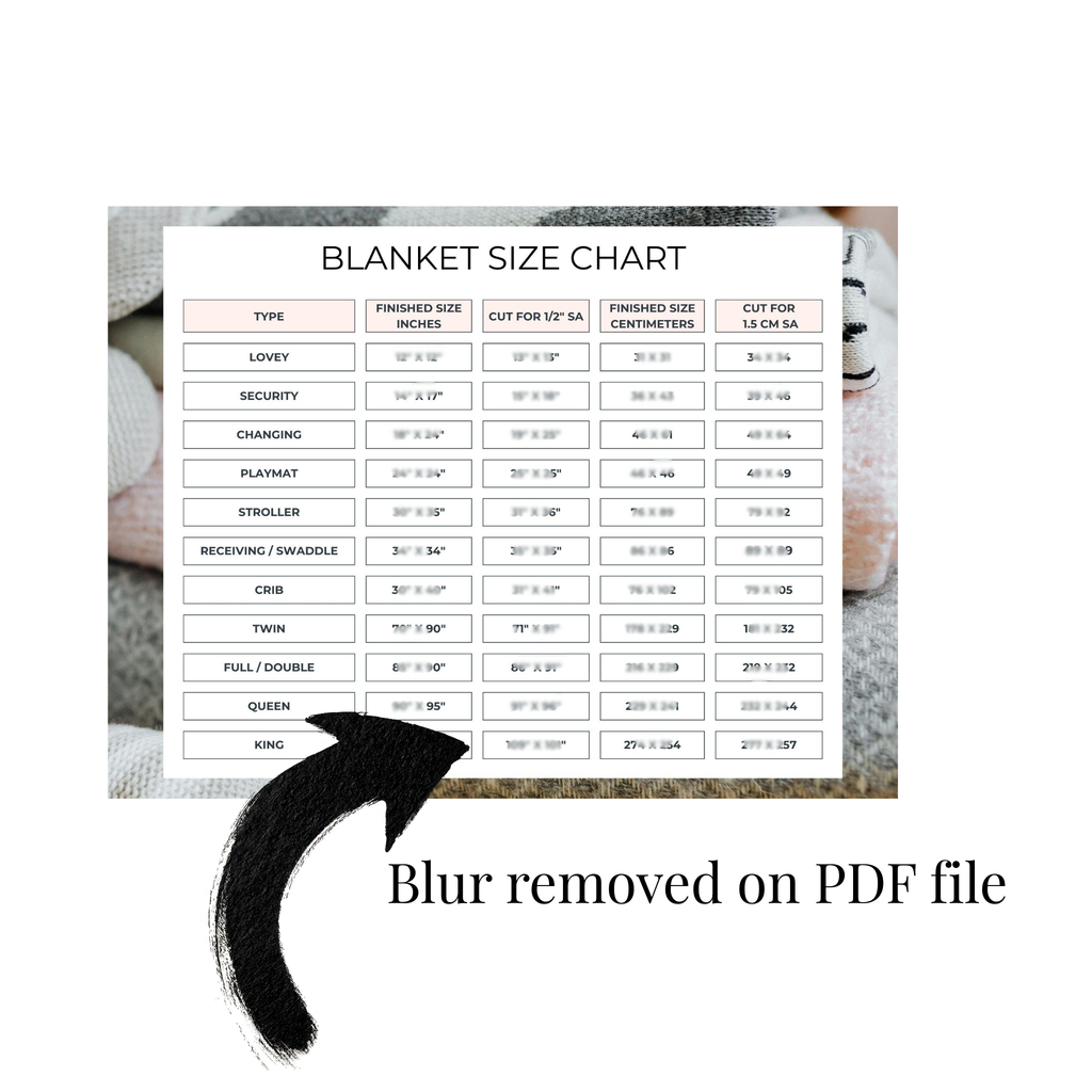 Printable Blanket Size Chart PDF
